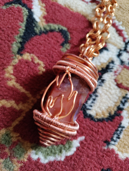Carnelian Flame Copper Necklace