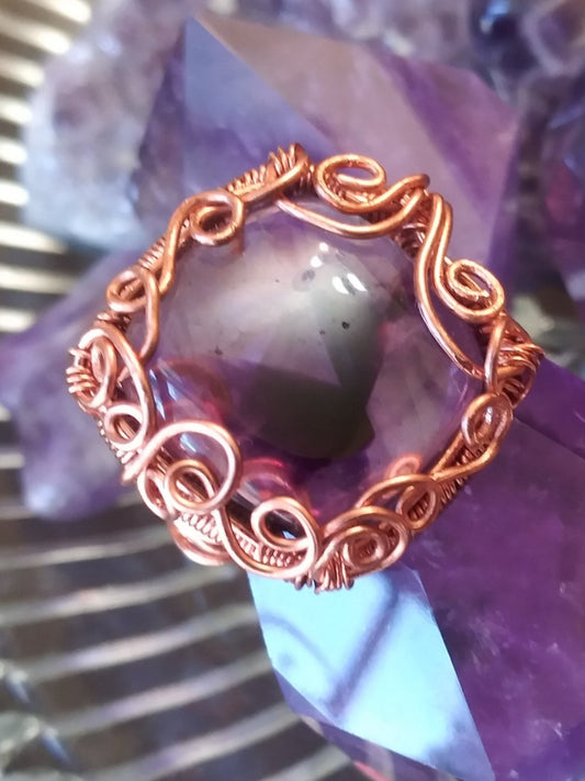 Amethyst Adjustable Copper Ring