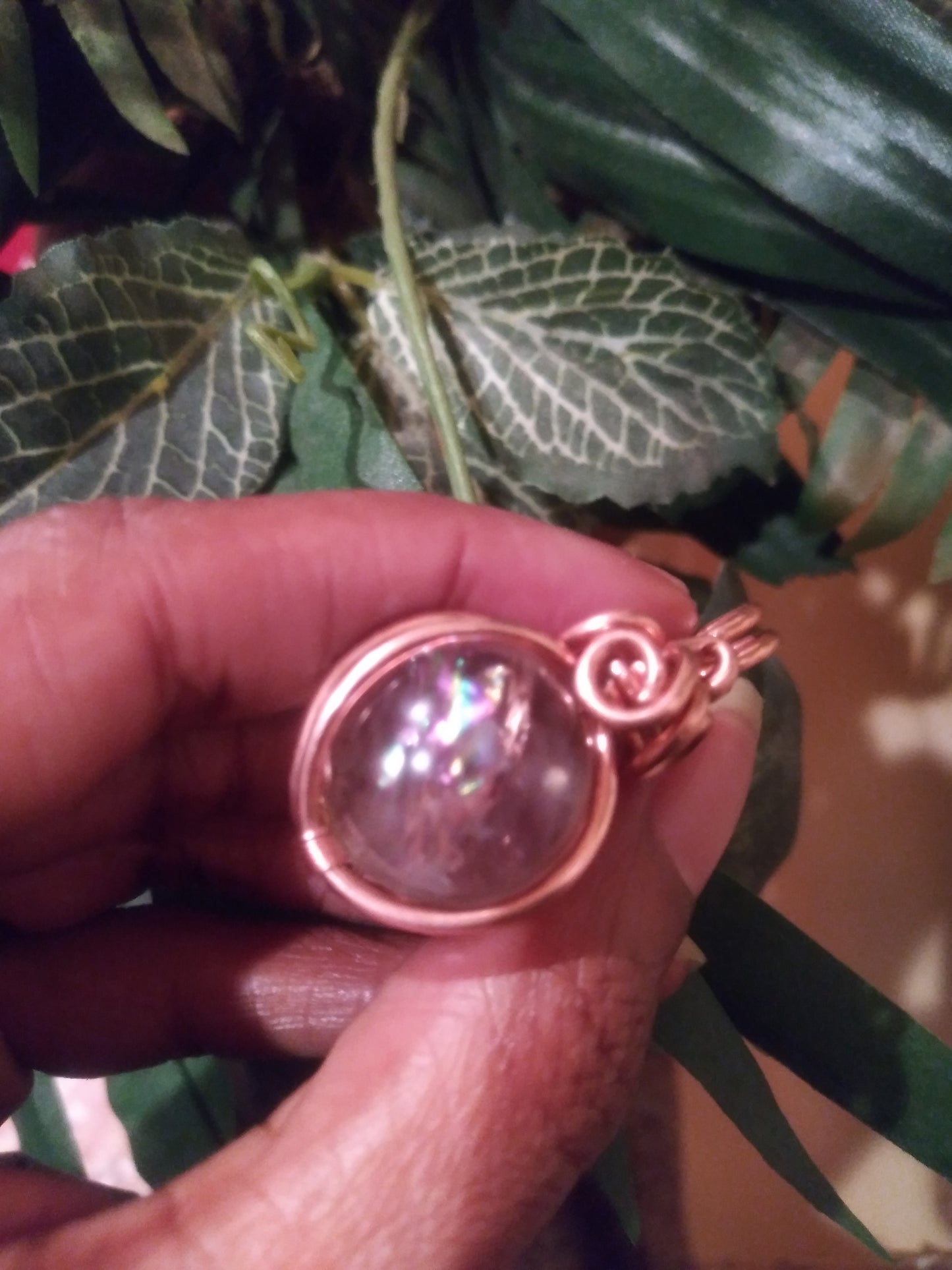 AA Quartz Sphere Copper Pendant