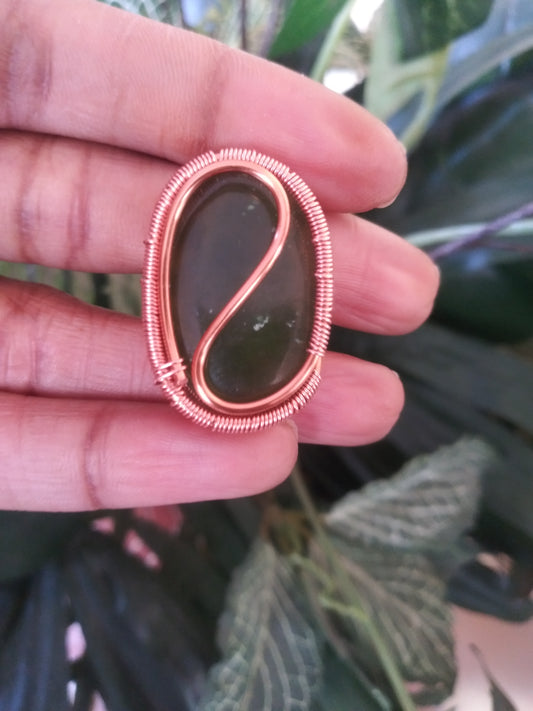Nephrite Jade Copper Adjustable Ring