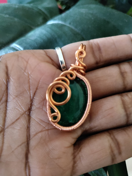 Faceted Emerald Copper Pendant