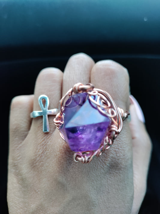 AA Quality Amethyst Cocktail Adjustable Ring