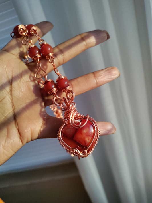 Carnelian Sacred Heart Necklace