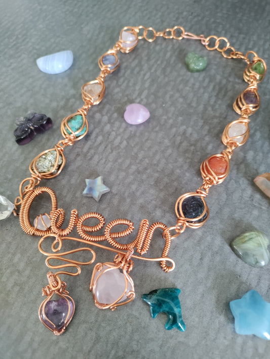 Queen of Hearts Copper Charm Choker