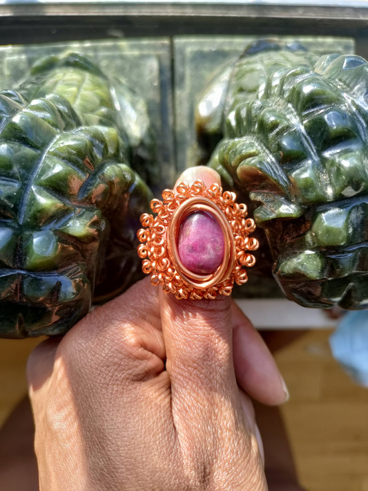 Natural Ruby Ra Adjustable Copper Ring