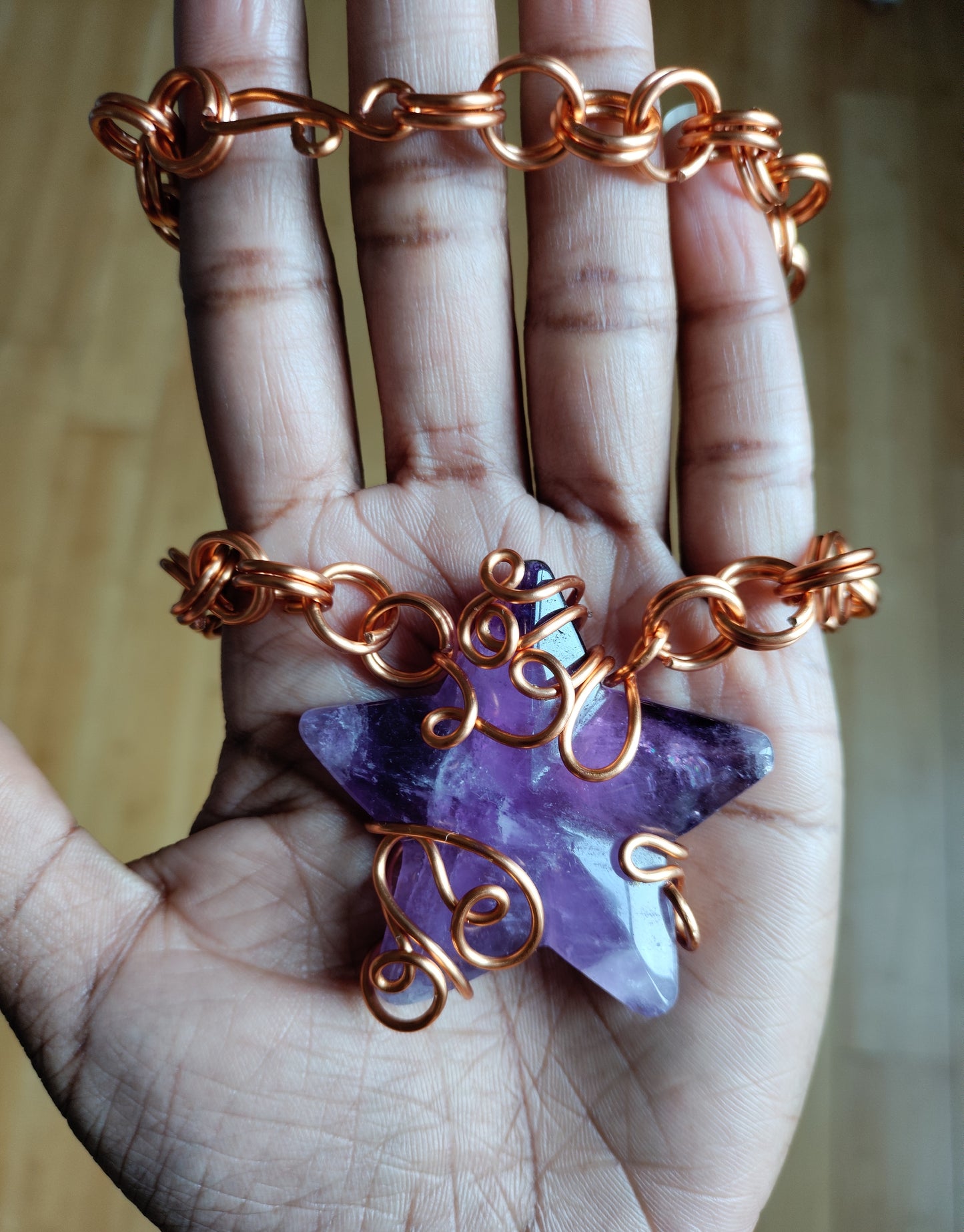Amethyst Star Goddess Copper Necklace