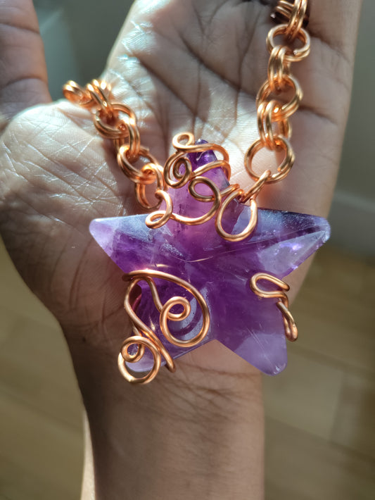 Amethyst Star Goddess Copper Necklace