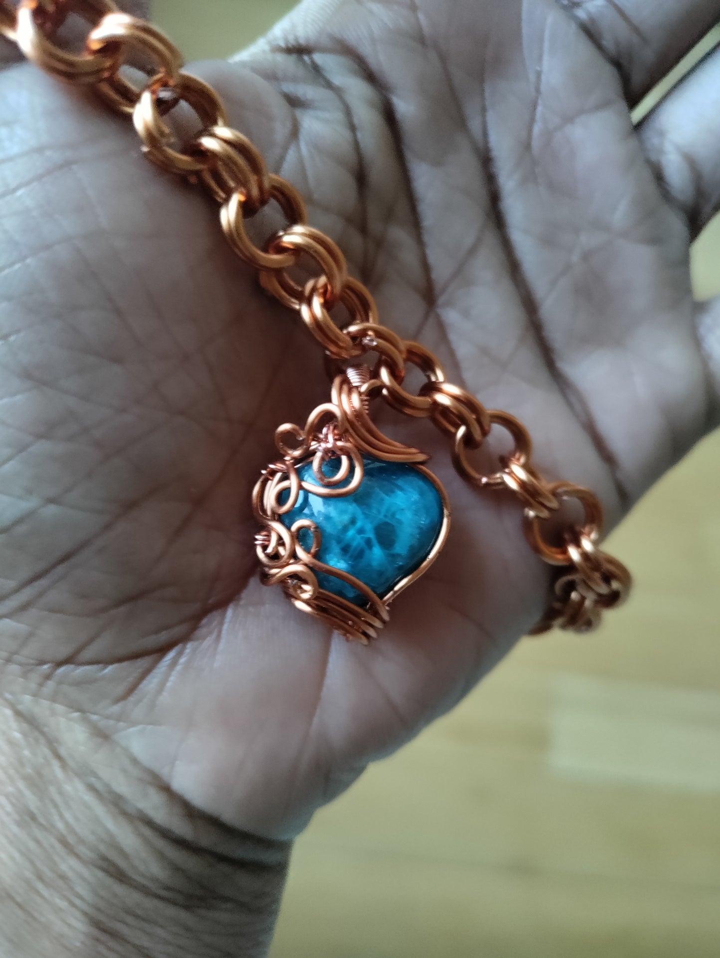Apatite Heart Copper Anklet/Bracelet