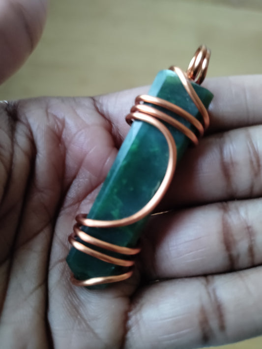 Nephrite Jade Copper Pendant