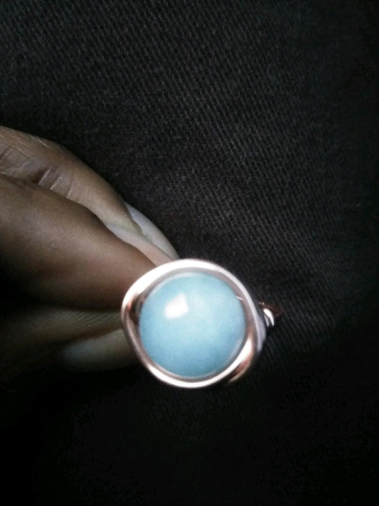 Aquamarine Copper Ring 7
